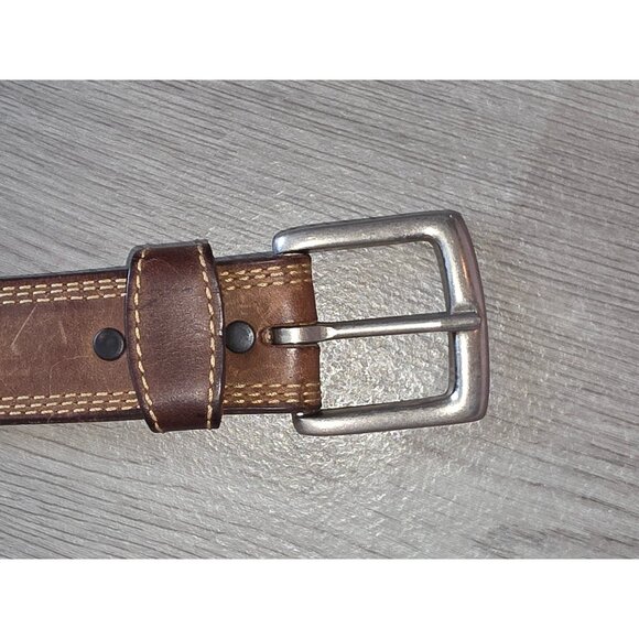 Genuine Leather Belt Brown With Metal Buckle Handcrafted In Old School Style - Picture 2 of 5